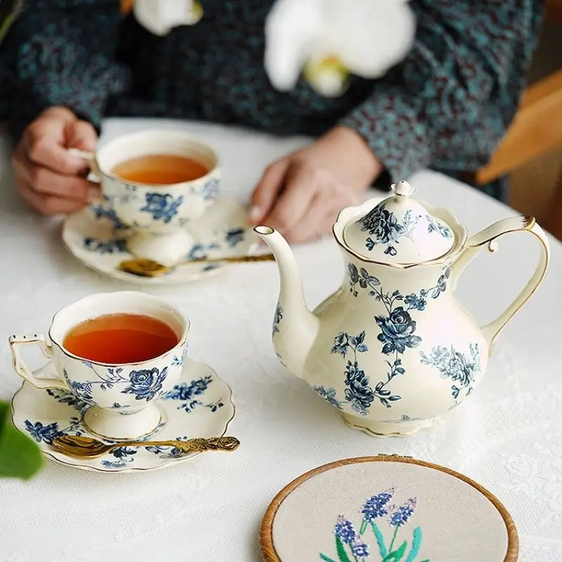 Vintage Vignette - Colección de té de la tarde de lujo con plato decorativo