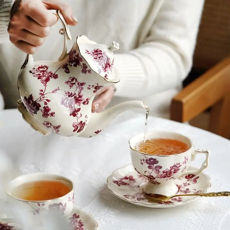 Vintage Vignette - Colección de té de la tarde de lujo con plato decorativo