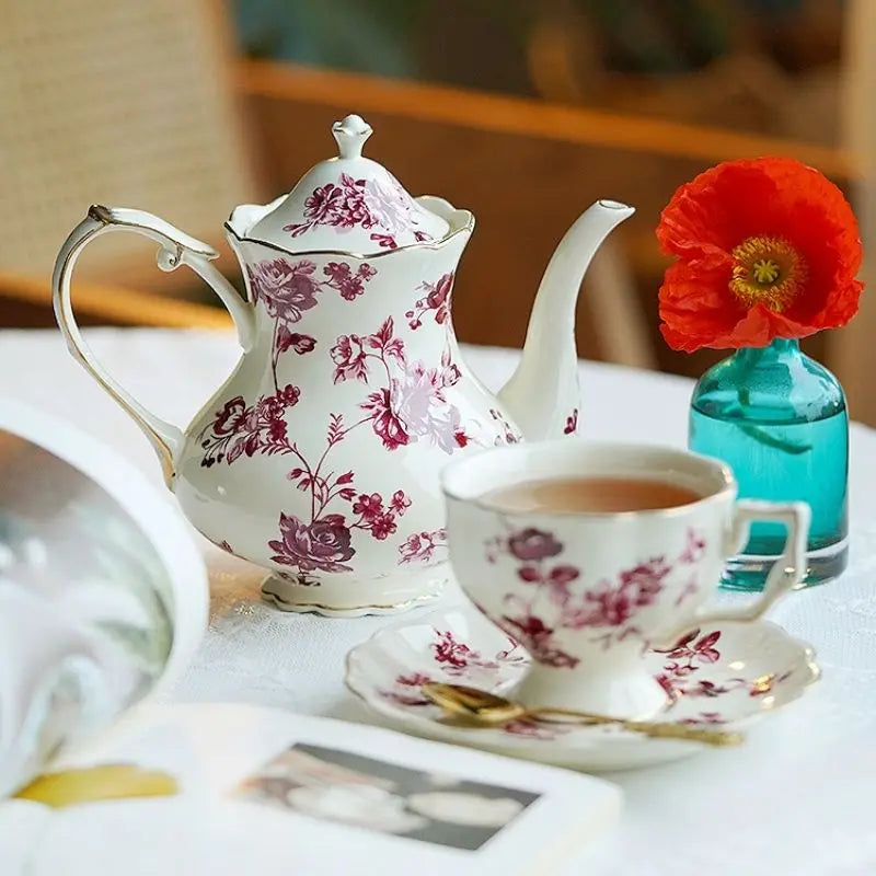 Vintage Vignette - Colección de té de la tarde de lujo con plato decorativo