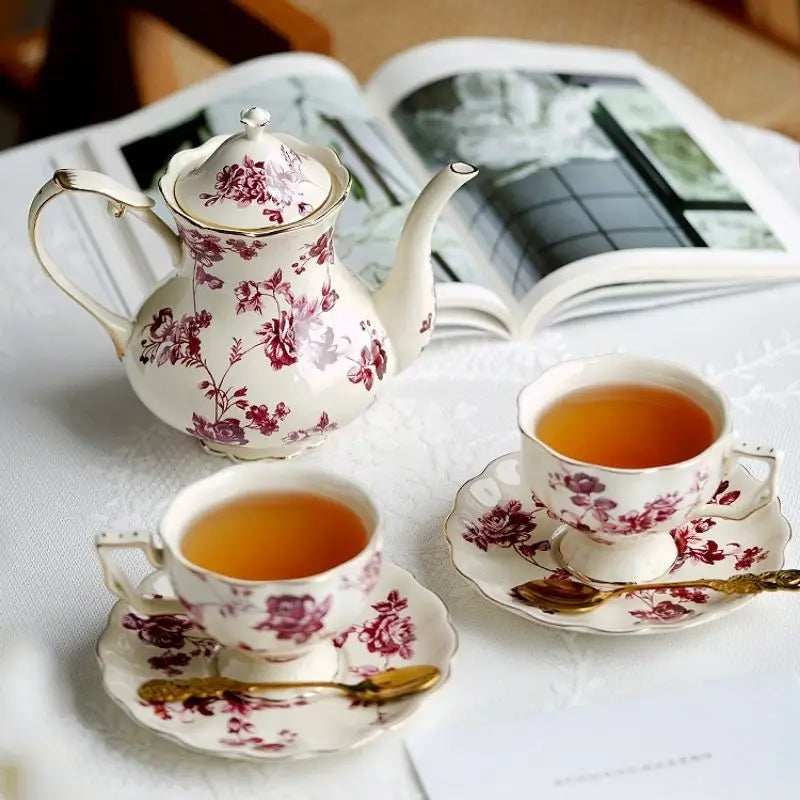 Vintage Vignette - Colección de té de la tarde de lujo con plato decorativo