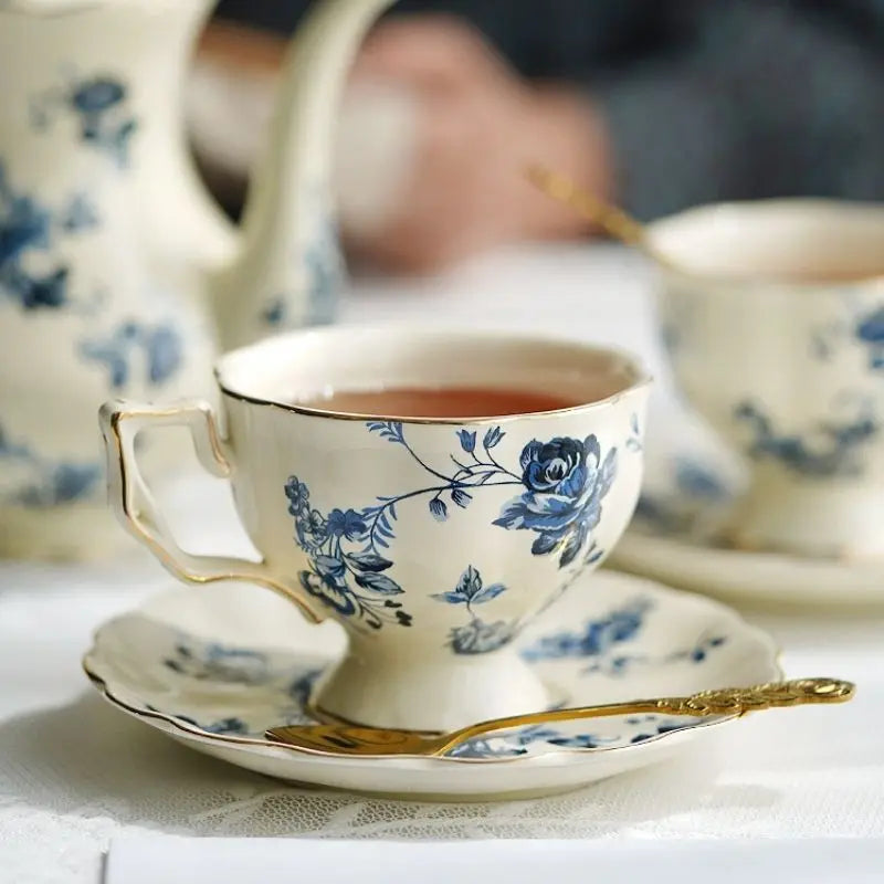 Vintage Vignette - Colección de té de la tarde de lujo con plato decorativo