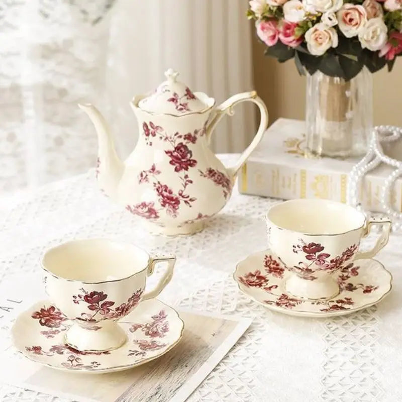Vintage Vignette - Colección de té de la tarde de lujo con plato decorativo