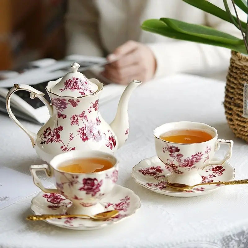 Vintage Vignette - Colección de té de la tarde de lujo con plato decorativo