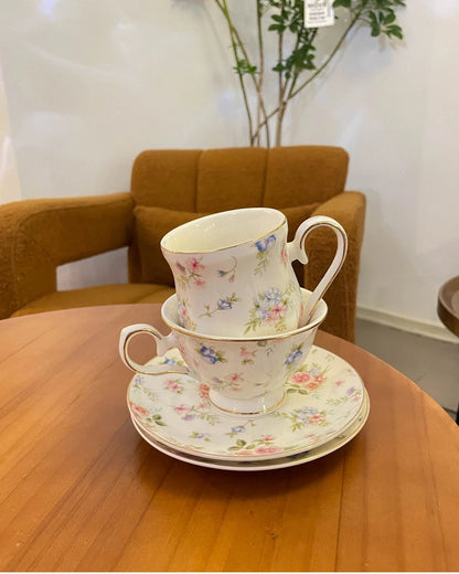 Camellia Charm - Vintage English Floral Coffee Cup Set