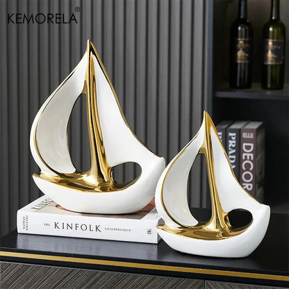 Nautical Chic - Post-Modern Sailboat Figurine for Stylish Decor