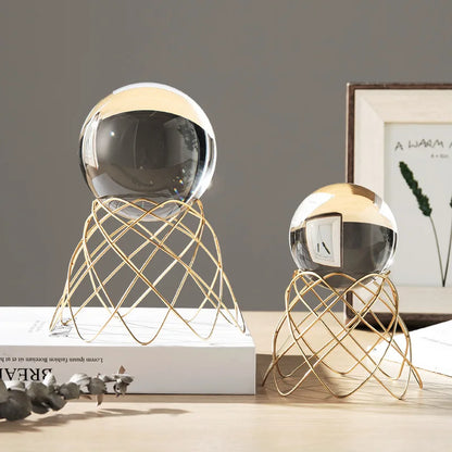 Nordic Radiance - Luxury Metal and Crystal Ball Ornament for Stylish Interiors