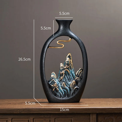 Mountain Majesty - New Chinese Style Resin Scenery Vase