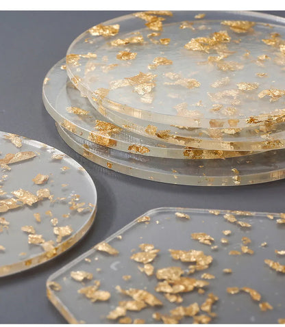 Juego de 6 posavasos acrílicos con lámina de oro Elegance Aura