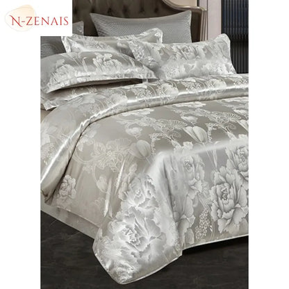 Silken Splendor - European Gray Jacquard Bedding Collection