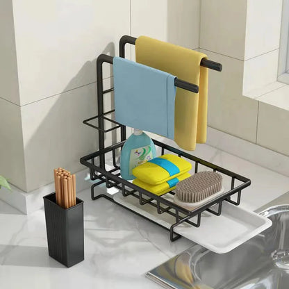 AquaTidy – Kitchen Sponge & Towel Rack with Soap Dish Drainer