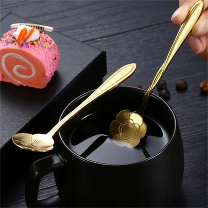 Floral Savor - Stainless Steel Teaspoon Collection in Silver and Gold